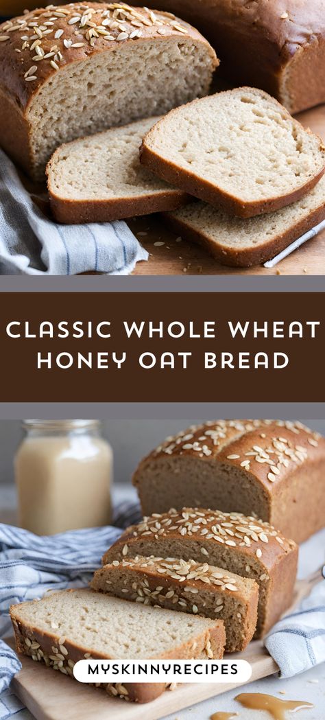 Indulge in the wholesome goodness of homemade whole wheat honey oat bread! 🍞✨ This easy recipe yields a soft, flavorful loaf perfect for sandwiches, toast, or enjoying on its own. 🌾🍯 Plus, it's adorned with a delightful hint of honey sweetness and hearty oats. Bake a batch today! #homemadebread #healthybaking #wholegrain #myskinnyrecipes  🥪🍽️ Oat Bread Recipe, Grains Recipes, Food Area, Breads Recipes, Honey Oat Bread, Honey Wheat Bread, Oat Bread, Savory Breads, Wheat Bread Recipe