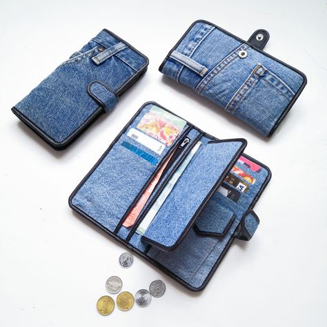 Jean Diy, Mochila Jeans, Denim Wallet, Sac Diy, Diy Wallet, Diy Bags Purses, Denim Purse, Denim Ideas, Cute Wallets