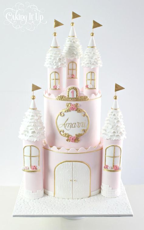 Regal Princess Castle Cake - Cake by Caking It Up Pink Castle Cake, Castle Cakes, Flori Fondant, Castle Birthday Cakes, Princess Castle Cake, Disney Princess Cake, Princess Theme Birthday, Princess Birthday Cake, Pink Castle