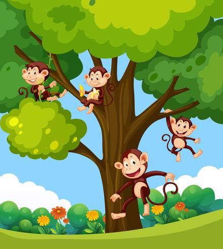 Monkeys Illustration, Sequencing Activities Kindergarten, Birthday Cake Clip Art, Monkey Playing, Tree Monkey, Fabric Paint Shirt, Monkey Jump, Monkey Illustration, Five Little Monkeys