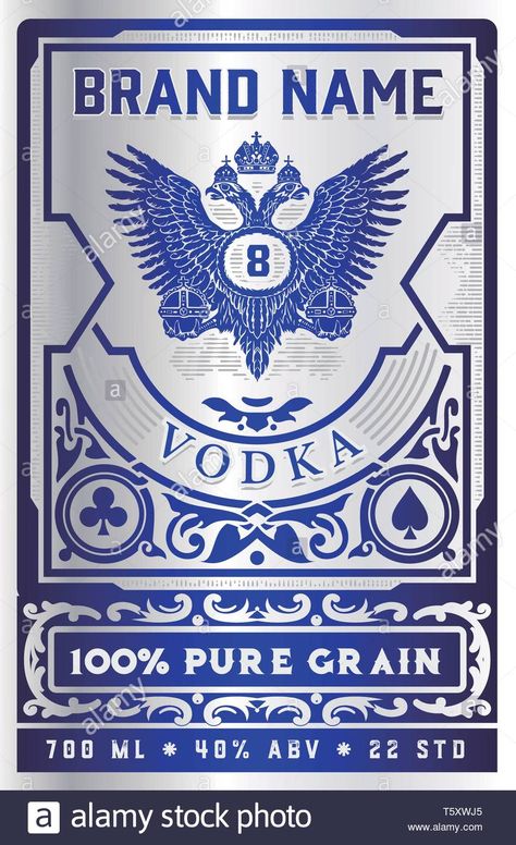 Vintage vodka label for packing. Vector layered Stock Vector Packing Illustration, Vintage Packing, 50th Birthday Cakes For Men, Vodka Labels, Retro Packaging, Vodka Soda, Vintage Numbers, Diy Videos Tutorials, Miniature Printables