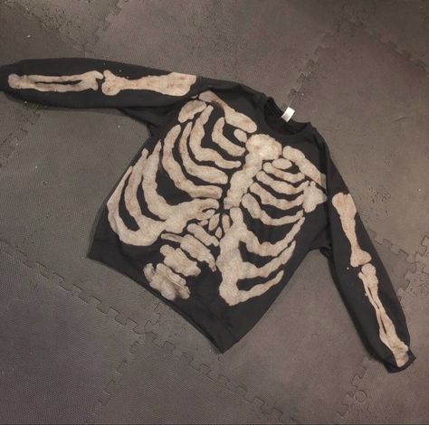 Bleaching Hoodie, Skeleton Bleach Hoodie, Bleach Skeleton Hoodie, Bleached Skeleton Hoodie, Bleach Art Clothes, Bleached Hoodie, Style Alt, Skeleton Clothes, Skeleton Sweater