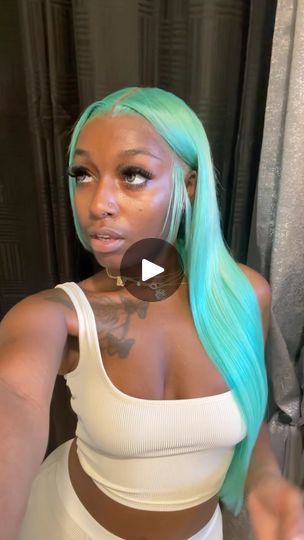 15K views · 5K reactions | This color was a must tryyy! 😍💚💙🔥  Used 2 adore .. “sweet mint” Hair from : @ruaswey_hair_shop_   #mitgreen #minthair #greenhair #hairexplore #colorhair | Ja’Niyah Latay 🦋💐 Adore Hair Color, Mint Green Wig, Hair For Dark Skin, Mint Hair, Sweet Mint, Green Wig, Hair Shop, Dark Skin Women, Middle Part