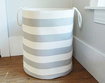 Laundry hamper | Etsy Canvas Basket, Fabric Organizer, Nursery Baskets, Hamper Storage, Coastal Living Rooms, Hamper Basket, Nursery Organization, Organize Fabric, Fabric Toys