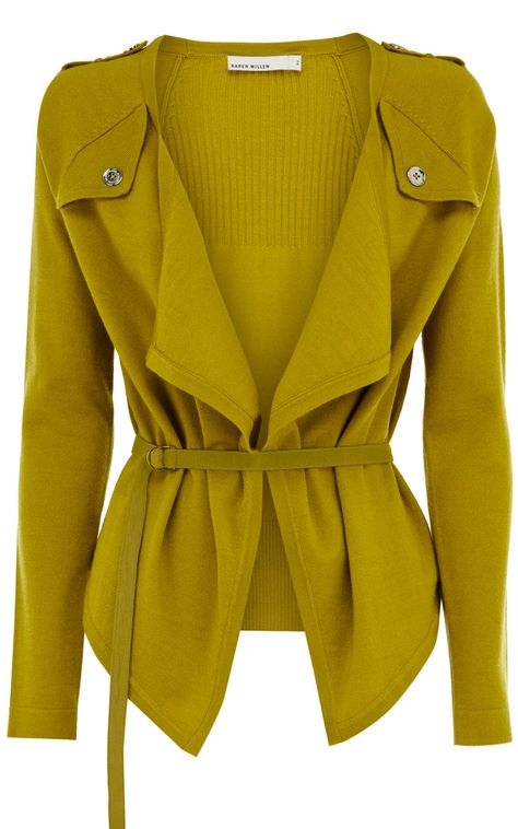 Draped front trenchcoat cardigan Karen Millen Dress, Yellow Clothes, Simply Dress, Trendy Fashion Tops, Gorgeous Clothes, Work Wardrobe, Karen Millen, Blazer Coat, Fashion Tops