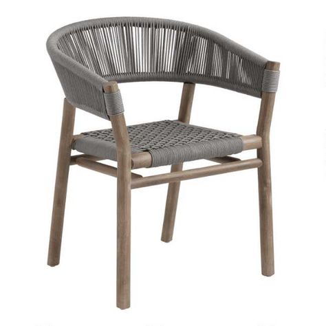 Acacia Wood and Rope Cabrillo Outdoor Dining Chair | World Market Sailing Rope, Outdoor Furniture Patio, Outdoor Patio Dining, Outdoor Dining Chair, Dining Armchair, Cost Plus World Market, Patio Dining Chairs, Outdoor Dining Furniture, Dining Arm Chair