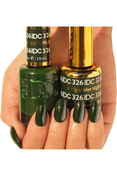 DND DC Gel Polish Set - 1 each of Green Gel Polish and Green Nail Polish, 326 Nightrider, 0.5 Fl Oz Dnd Dark Green Gel Polish, Dnd Green Gel Polish, Green Nails Fall, Dnd Green, Green Gel Polish, Blue Gel Polish, Fall Fashion Colors, Dark Green Nails, Dnd Gel Polish