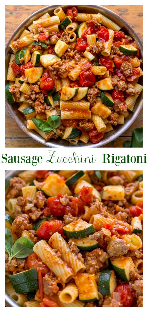 Rigatoni With Sausage, Zucchini Pasta Recipes, Tomatoes And Zucchini, Baker By Nature, Vegetarian Pasta Recipes, Zucchini Pasta, Pasta Lover, Health Dinner, Healthy Pasta Recipes