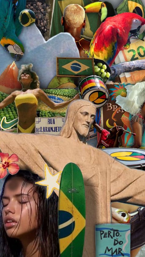 Brazil Life, Latina Vibes, Brazil Girls, Brazil Art, Brazil Culture, Latina Aesthetic, Living In Brazil, Moodboard Collage, Travel Collage