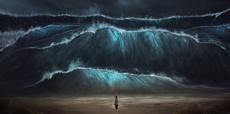 Tsunami Painting, Wall Of Water, University Of Victoria, Rogue Wave, Large Waves, Waves Ocean, Wind Farm, Germany And Italy, Travel Outdoors