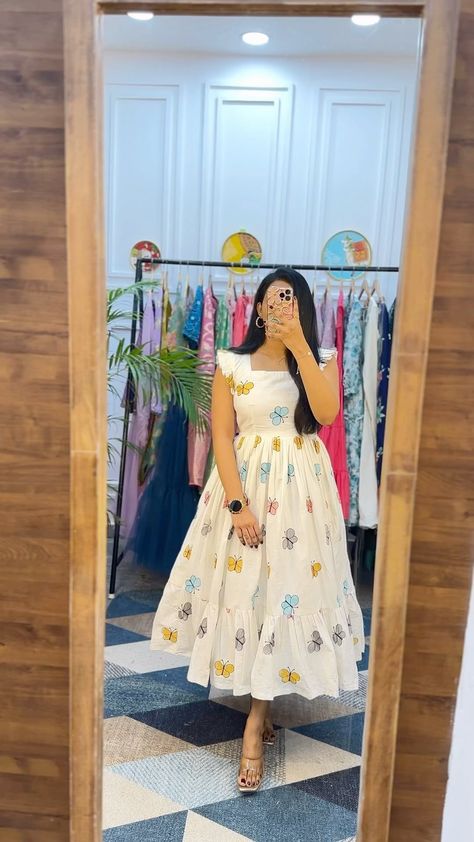 BlushByMounika | Comment LINK to get direct Link of the dresses 🦋 Only our followers will be able to open the Link. We strictly take orders only on website.... | Instagram Cute Frock Designs For Women, Womens Frocks Design, New Simple Frock Design, Dress Up Ideas For Women, New Model Frocks, Frocks For Women Design, How To Design A Dress, Simple Gowns For Women, Frock Designs For Girl Casual