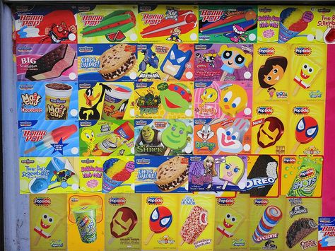 Ice Cream novelties Character Popsicles, Popsicle Cartoon, Comfort Snacks, Good Humor Ice Cream, Disney Themed Food, Lego Hotel, Ice Cream Novelties, Ice Cream Menu, Snack Station