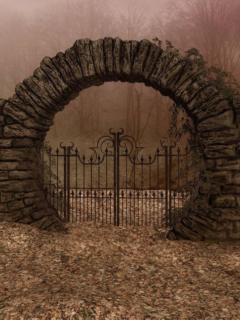 heartofagypsy: Gate Background, Moon Gate, 다크 판타지, Iron Gates, Beautiful Doors, Garden Gates, Magical Places, Abandoned Places, Cemetery