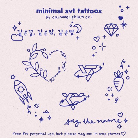 Subtle Kpop Tattoos Txt, Subtle Seventeen Tattoos, Tattoo Ideas Seventeen Kpop, Seventeen Inspired Tattoos Kpop, Seventeen Tatoos Kpop, Seventeen Carat Tattoo Ideas, Seventeen Minimalist Tattoo, Seventeen Cute Drawing, Seventeen Tattoo Ideas Lyrics