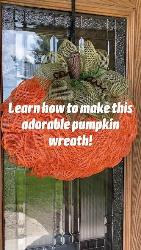 Learn uow ti make a pumpkin wreath using a wire wreath form from dollar tree. Wire Pumpkin Wreath Diy, Pumpkin Mesh Wreaths, Pumpkin Wreath Tutorial, Deco Mesh Pumpkin, Dollar Tree Fall Decor Diy, Burlap Pumpkin Wreath, Pumpkin Wreath Diy, Ribbon Wreath Diy, Burlap Wreath Tutorial