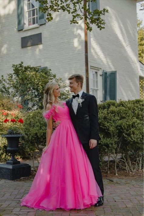 Fromal Dress, Off The Shoulder Prom Dresses, Hot Pink Prom, Hot Pink Prom Dress, Prom Dresses Long Pink, Stunning Prom Dresses, Spaghetti Strap Prom Dress, Pink Prom Dress, Pink Prom