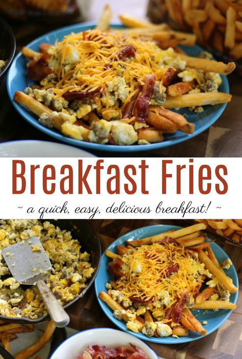 Breakfast Nachos With Waffle Fries, Breakfast French Fries, French Fries And Eggs, Loaded Breakfast Fries, French Fry Breakfast Casserole, French Fries Breakfast, Breakfast Fries, Breakfast Poutine, Easy Delicious Breakfast