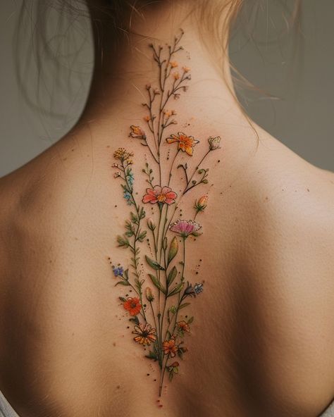 Whimsical Nature Tattoos, Wandering Tattoo, Butterfly Bush Tattoo, Flower Woman Tattoo, Flower Garden Tattoo, Secret Garden Tattoo, Garden Tattoo Ideas, Gardening Tattoo, Browning Tattoo