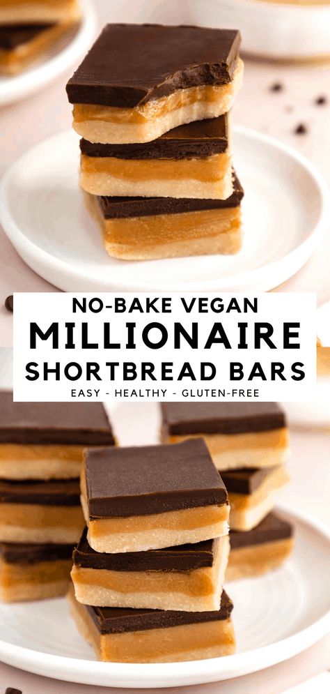 Millionaire Shortbread Bars, Caramel Squares, Vegan Dessert Bars, Chocolate Caramel Slice, Vegan Shortbread, Shortbread Cookie Crust, Millionaire Shortbread, Caramel Slice, Gooey Caramel