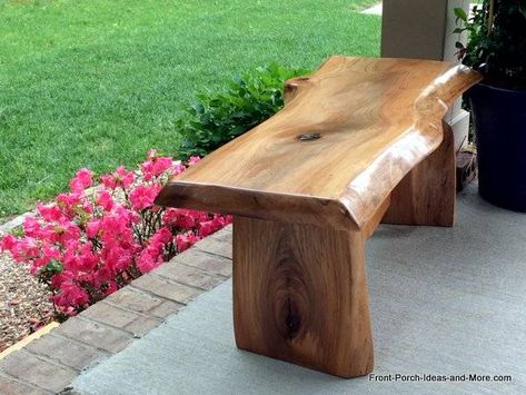 Diy Garden Bench, Fairy Garden Bench, Wood Bench Outdoor, Live Edge Bench, Garden Bench Diy, Outdoor Garden Bench, Table Rose, Wooden Garden Furniture, Wooden Garden Benches