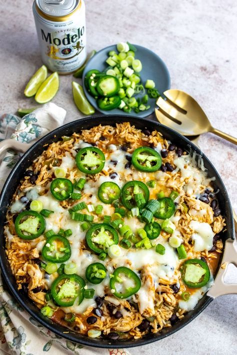 Southwest Chicken Skillet - Sailor Bailey Southwest Chicken Skillet, Bailey Recipes, Tuscan Chicken Skillet, Sailor Bailey, Pan Dishes, Braised Chicken Breast, Southwest Recipes, Sailor Baby, Canned Green Chilies