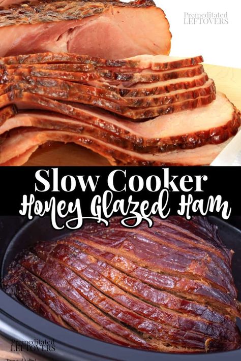 This slow cooker honey glazed ham recipe is so easy!. It takes 4 hours in a Crock-Pot. The glaze is made with honey, brown sugar & cinnamon Boneless Ham Recipe, Slow Cooker Tikka Masala, Honey Ham Glaze Recipe, Slow Cooker Ham Recipes, Ham Recipes Crockpot, Ham Glaze Recipe, Honey Glazed Ham, Slow Cooker Ham, Crockpot Ham