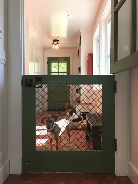 Pocket Dog Gate, Indoor Gates, Country Hallway, Hallway Landing, Diy Dog Gate, Puppy Room, Pocket Dog, Dog Spaces, Dog Area