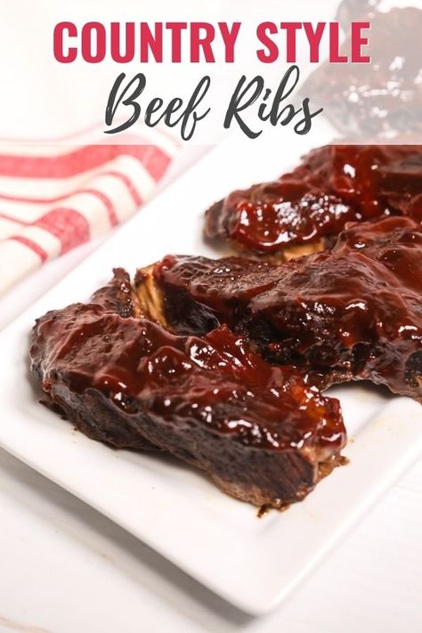 Country style beef ribs are a meaty, boneless dish that's packed with flavor and cooked low and slow in the oven. How To Cook Boneless Beef Ribs In The Oven, Crockpot Country Style Beef Ribs, Beef Chuck Style Ribs Boneless Oven, Bbq Boneless Beef Ribs Crockpot, Barbecue Beef Ribs In Oven, Slow Cooked Beef Ribs In Oven, Beef Chuck Country Style Ribs Boneless Crockpot, Crockpot Boneless Beef Short Ribs, Boneless Beef Rib Recipes