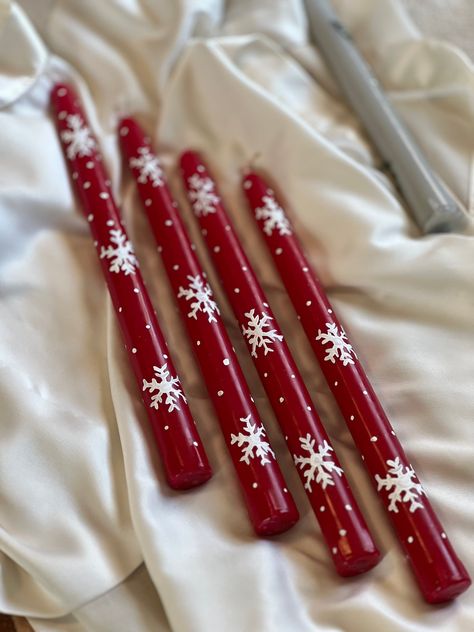 Christmas Taper Candles,Hand Painted,Beeswax Taper Candles,Home Decor,New Year Dinner Table ,Soy Taper Candle,Christmas Gifts 1 order included 1 CANDLE These cute taper candle will add romance and love to your dinner tables. It will add elegance to your home decor and brighten your Christmas and New Year parties.  We also have other festive designs. There may be slight differences between products as it is hand-painted. But we think all candles will have their own unique style. The candles are m Shaping Candles, New Candle, Christmas Decs, Candle Christmas Decor, Christmas Decor Candles, Winter Candle Painting, Painted Christmas Taper Candles, Candles Painting Ideas, Christmas Dinner Party Decor