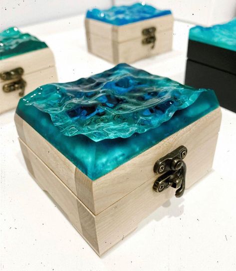 Russian studio masterfully combines oak and blue resin | Woodworking Network Diy Resin Table, Amazing Resin, Resin Box, Diy Resin Projects, Resin Art Painting, 카드 디자인, Resin Design, Resin Furniture, Epoxy Resin Wood