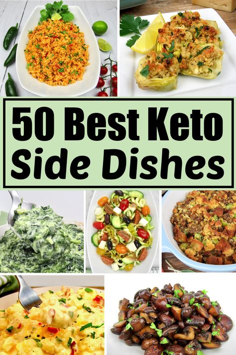 50 Best Keto Side Dish Recipes A collection of 50 of the best Keto friendly and Low Carb side dishes that you'll want to try!  Pair your favorite protein with any of these recipes for a complete and satisfying meal! #bestketosides #lowcarbsides #easyketosides 1200 Calorie Diet Meal Plans, Mushroom Side Dishes, Carb Side Dishes, Keto Side Dish, Desayuno Keto, Carb Sides, Low Carb Side, Keto Sides, Keto Side