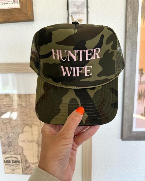 Holding Down The House While He’s Out There Providing For Our Family. Thankful For My Hardworking Husband 🤍🤠🇺🇸 Online Now ✨ Hunters Wife, Grass Valley, Pink Embroidery, Diy Cricut, Cricut Projects, Trucker Cap, The House, Caps Hats, Trucker Hat