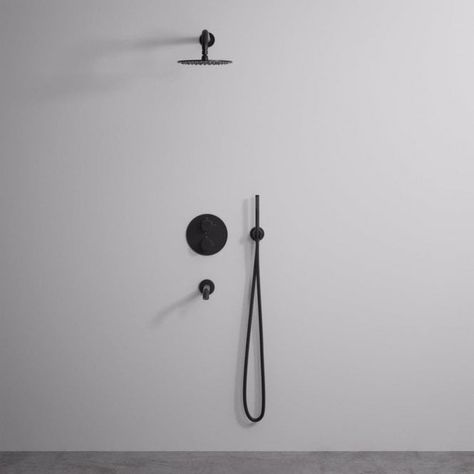 Black Showers, House Finishes, Bath Spout, Matte Black Bathroom, Black Taps, Shower Fittings, Bathroom Redesign, Bedroom Setup, Luxury Shower