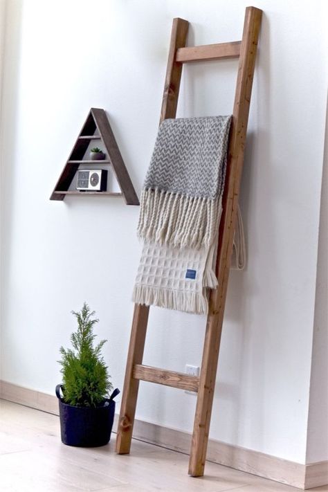 11 Blanket Racks That You'll Want to Hang Everything On | Hunker Quilt Racks, House Ladder, Farmhouse Blankets, Quilt Ladder, Blanket Rack, Diy Blanket Ladder, Towel Ladder, Wood Decoration, Blanket Ladder