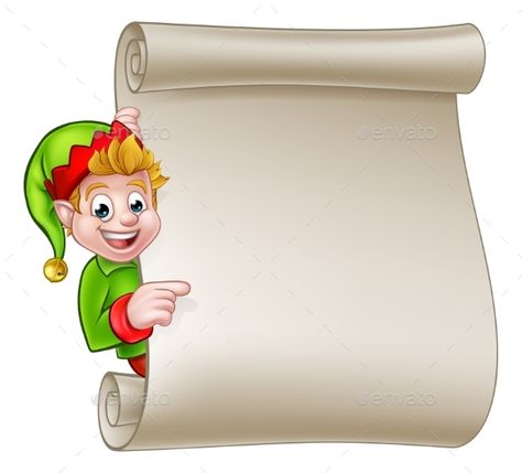 Christmas Scroll, Scroll Sign, Happy Family Photos, Cute Cartoon Christmas, Christmas Poster Design, Boy Cartoon Characters, Elf Boy, Merry Christmas Poster, 2024 Art