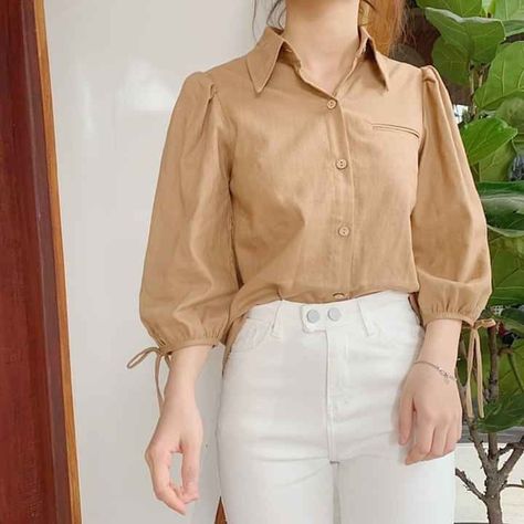 Blouse Korea, Fancy Shirt, Traditional Dresses Designs, Designing Ideas, Fashion Top Outfits, Ladies Blouse Designs, Woman Suit Fashion, Trendy Fashion Tops, Casual Day Outfits