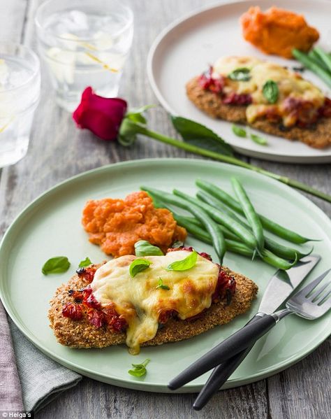 Made with love: Sam's recipe, Sam Loves Parmigiana, is credited for helping Snezana lose five kilograms Parmigiana Recipe, Steamed Sweet Potato, Sam Wood, Chicken Sweet Potato, The Bachelor, Eating Recipes, Low Fat Recipes, Healthy Eating Recipes, Daily Meals