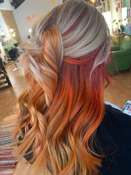 Red And Silver Hair Copper Blonde Hair Color, Copper Blonde Hair, Pulp Riot Hair Color, Hair Colorful, Peekaboo Hair, Pulp Riot Hair, Hair Colour Ideas, Pulp Riot, Silver Hair Color