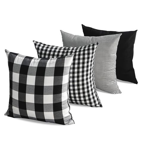 PRICES MAY VARY. ★Package included★ Set of 4 buffalo check throw pillow covers 20x20 inch. No Insert or Filler included, you need to buy the pillow inserts separately, 20x20 inch or 22x22 inch pillow inserts are both okay. ★Plaid Design★ The classic double-sided buffalo check and plaid pattern pillow covers are perfect for decorating living room, bedroom, patio furniture, porch Swing, balcony, car, office and etc. They can fresh your home in a moment, which is easy to mix and match with other fa Couch Room, Beige Throw Pillows, Buffalo Plaid Decor, Plaid Throw Pillows, Black Throw Pillows, Plaid Decor, Boho Throw Pillows, White Throw Pillows, Outdoor Pillow Covers