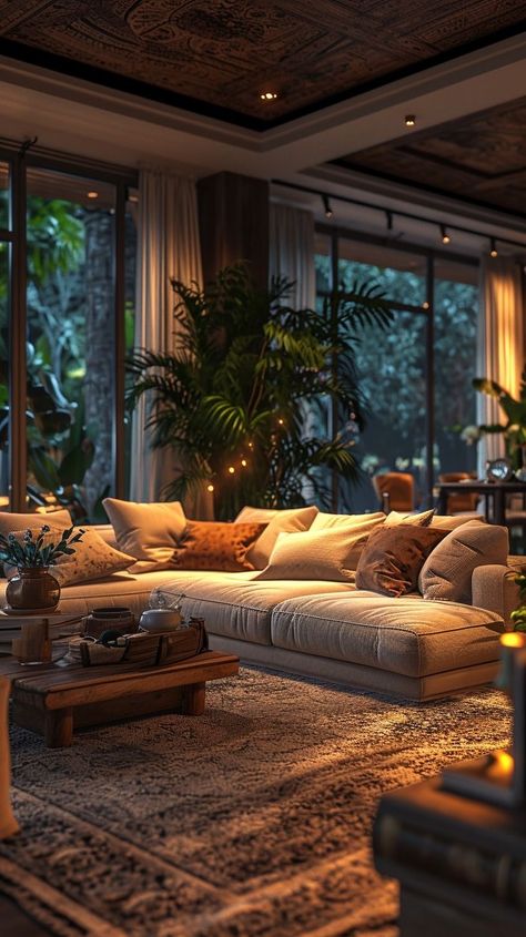 Dream House Interior, Decor Home Living Room, Boho Living Room, A Living Room, Home Room Design, Dream House Decor, Cozy Living Rooms, Large Windows, Dream Home Design