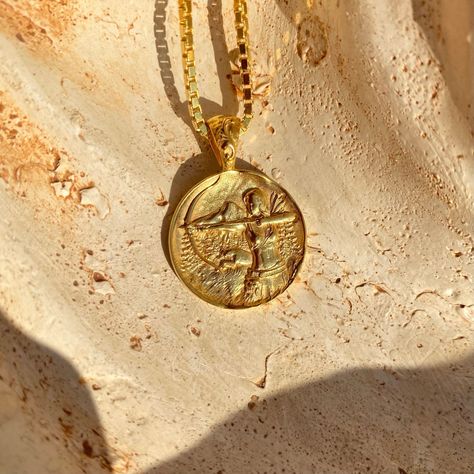 Nature, Artemis Necklace, Diana Necklace, Roman Necklace, Greek Coin Pendant, Ancient Necklace, Greek Mythology Jewelry, Roman Jewelry, Minimal Gold