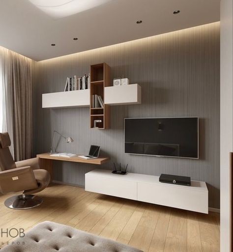 Tv Lounge Design, Living Room Minimal, Desk Wall Unit, Tv Unit Bedroom, Home Office Layouts, Hypebeast Room, Earls Court, Kids Room Interior Design, Lcd Panel