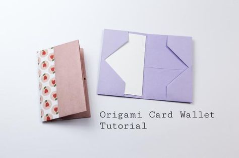 Learn how to make a simple origami wallet to keep business cards or credit cards in! These are easy to follow step by step instructions! Diy Origami Wallet, Card Wallet Tutorial, Origami Letter, Origami Box Tutorial, Origami Card, Origami Wallet, Box Origami, Envelope Tutorial, Origami Cards