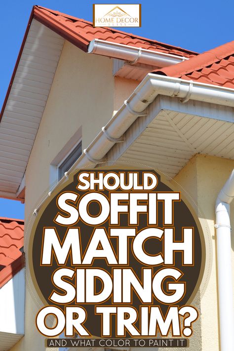 Should Soffit Match Siding Or Trim? [And What Color To Paint It] - Home Decor Bliss Black Facia And Soffit Grey House, Painting Fascia And Soffit, Facia And Soffit Ideas, Soffit And Fascia Ideas Exterior, White House With Black Soffit And Fascia, Painting Soffits Exterior, Fascia And Soffit Colors, Soffit Colors Exterior, Bronze Soffit And Fascia