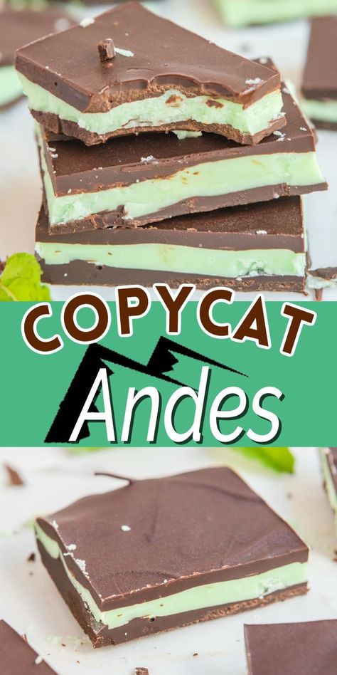 Andes Mints Desserts, Mint Slice Recipe, Peppermint Nougat Candy Recipe, Mint Chocolate Cookie Bars, No Bake Mint Chocolate Bars, Junior Mints Recipe, Christmas Mint Candy, Homemade Andes Mints, Andes Peppermint Recipes