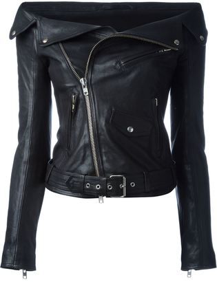 Faith Connexion off-shoulder biker jacket Tvd Clothes, Off Shoulder Jacket, Sailor Jacket, Black Rider, Shoulder Jacket, Rider Jacket, Jackets Black, Motorcycle Jackets, Faith Connexion