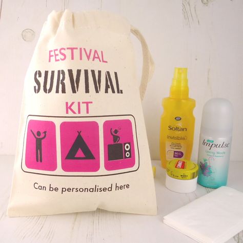 Personalised Festival Survival Kit Bag Music Festival List, Festival Survival Kit, Music Theme Birthday, Homemade Instruments, Music Themed Parties, Kids Notes, Festival Essentials, Festival Theme, Music Crafts