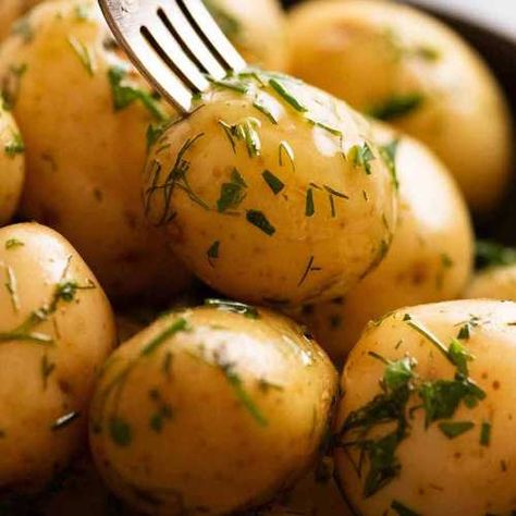 Baby Potatoes with Butter & Herbs | RecipeTin Eats Ultimate Mashed Potatoes, Baby Potato, Steamed Potatoes, Seafood Mix, Herb Roasted Potatoes, Thyme Recipes, Recipetin Eats, Seafood Platter, Herb Recipes