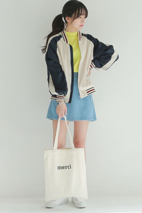 [11Street] Daily Monday Varsity Jacket Korean Varsity Jacket Outfit, Korean Jacket, Varsity Jacket Outfit, Outfit Ideas Korean, Japanese Korean Fashion, Western Outfits Men, Jacket Outfit Women, Korean Fashion Kpop, Womens Outfits