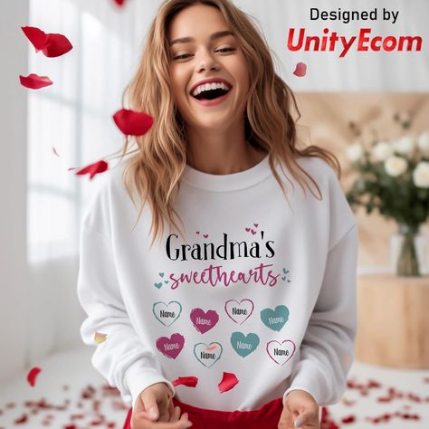 Amazon.com: Grandma's Sweethearts Valentines Day Shirt for Women, Personalized Grandmas Sweet Hearts Custom Grandkids Name Shirt for Nana : Handmade Products